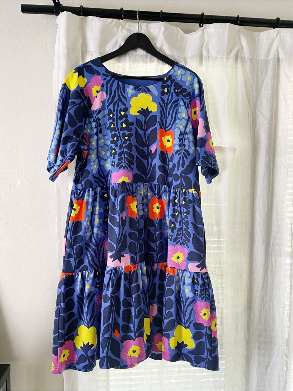 Gorman organic cotton Blue floral tiered Dress marimekko Scandinavian style - Picture 2 of 8